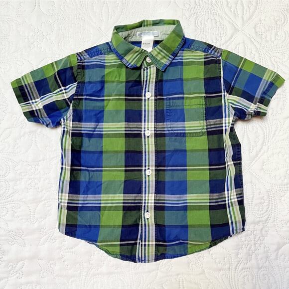 Janie And Jack Plaid Button Up Shirt Size 3 - Picture 2 of 5